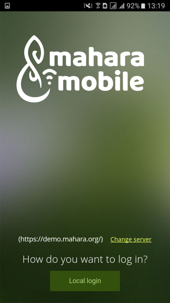Homepage of Mahara Mobile